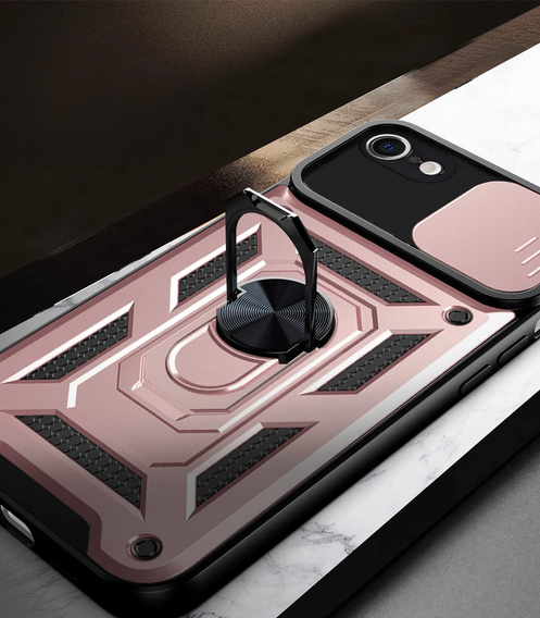 Páncélozott tok iPhone 16E, CamShield Slide, rózsaszín + edzett üveg 9H