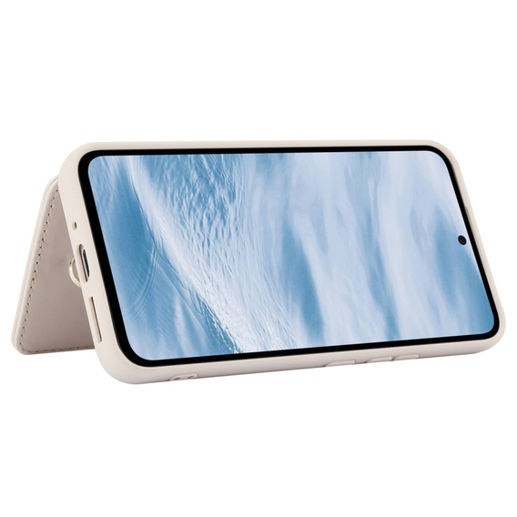 Tok Samsung Galaxy A55 5G, Leather Flower Card Slot, bézs színű