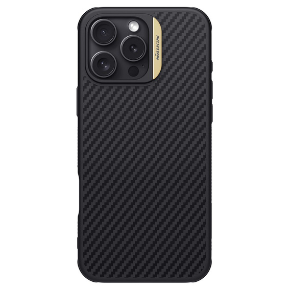 Tok iPhone 16 Pro Max, páncélozott Nillkin, Carbon Fiber, Magsafe, arany