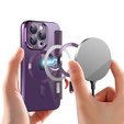 Pattintható tok a iPhone 15 Pro, RFID Wallet MagSafe CamShield, lila