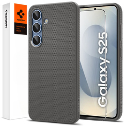 A Spigen tok Samsung Galaxy S25, Liquid Air, fekete + 9H edzett üveghez