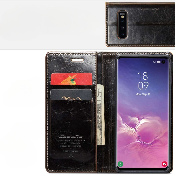 CASEME flip tok Samsung Galaxy S10+ Plus, Waxy Textured, kávé