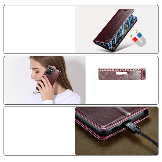 CASEME flip tok Samsung Galaxy S21 Ultra 5G, Waxy Textured, piros