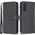 Pattintható tok a Samsung Galaxy A25 5G, Wallet Zipper Pocket, fekete