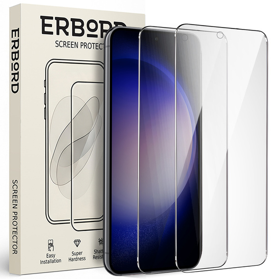 2x edzett üveg a Samsung Galaxy S23, ERBORD 9H Hard Glass a képernyőn