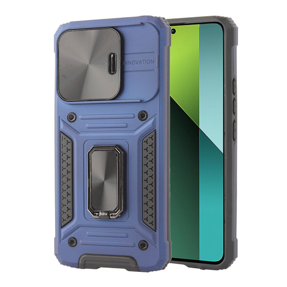 Páncélozott tok Xiaomi Redmi Note 13 Pro 5G, CamShield Slide, kék + edzett üveg 9H