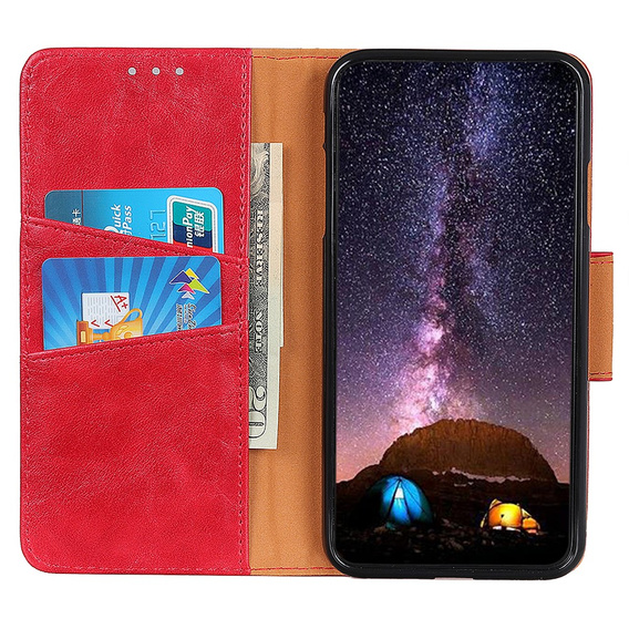 Pattintható tok a Samsung Galaxy S25 Edge, Crazy Horse Wallet, piros