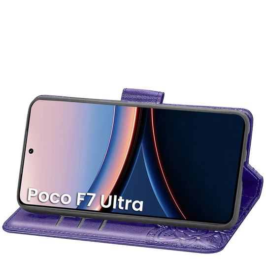 Pattintható tok a Xiaomi Poco F7 Ultra, Butterfly, lila