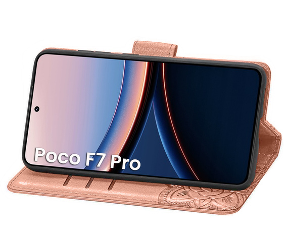 Pattintható tok a Xiaomi Poco F7 Pro, Butterfly, rózsaszín rose gold