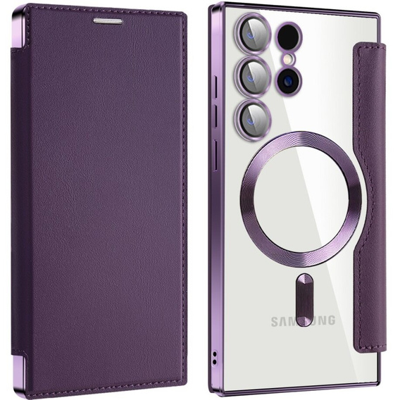 Pattintható tok a Samsung Galaxy S24 Ultra, RFID Wallet MagSafe CamShield, lila