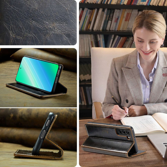 Pattintható tok a Samsung Galaxy S23, ERBORD Waxy Wallet, barna