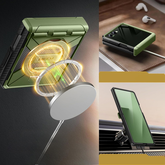 Tongate MECH tok MagSafe-val a Samsung Galaxy Z Flip7 FE / Z Flip6 készülékhez, zöld színű