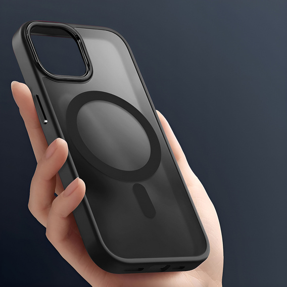 Tok iPhone 16 Pro Max-hoz, MagSafe, ERBORD Matt Case, átlátszó / fekete + képernyőüveg