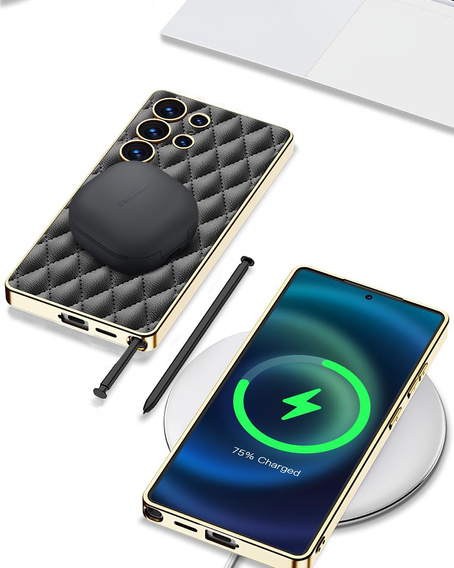 Tok Samsung Galaxy S25 Ultra, Leather Rhombus, fekete