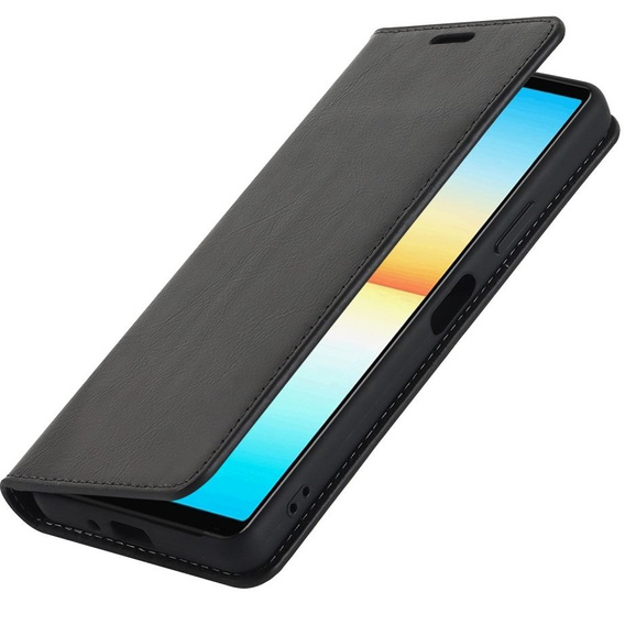 Pattintható tok a Sony Xperia 10 IV, Split Leather Wallet, fekete