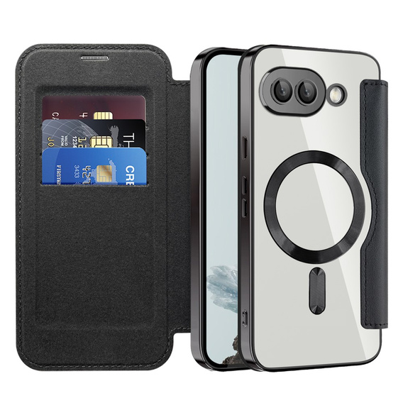 Pattintható tok a Google Pixel 9A, RFID Wallet MagSafe CamShield, fekete