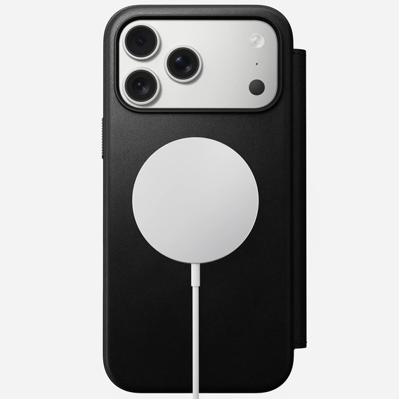 Nomad tok iPhone 17 Pro Max készülékhez, Modern bőr fólia, fekete