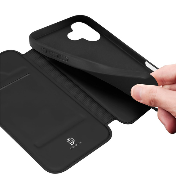 Dux Ducis tok iPhone 17-hez, Skin Pro, patenttal, kártyafoglalattal, fekete