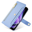 Pattintható tok a Oppo Reno 13 Pro, Wallet Zipper Pocket, kék