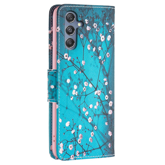 Pattintható tok a Samsung Galaxy M34, Wallet, Sakura, kék