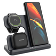 3 az 1-ben vezeték nélküli indukciós gyorstöltő QI Samsung S25 S24 S23 Galaxy Watch Buds állomás, fekete