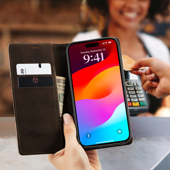 ERBORD Vintage pénztárca tok patenttal iPhone 17 Pro Max készülékhez