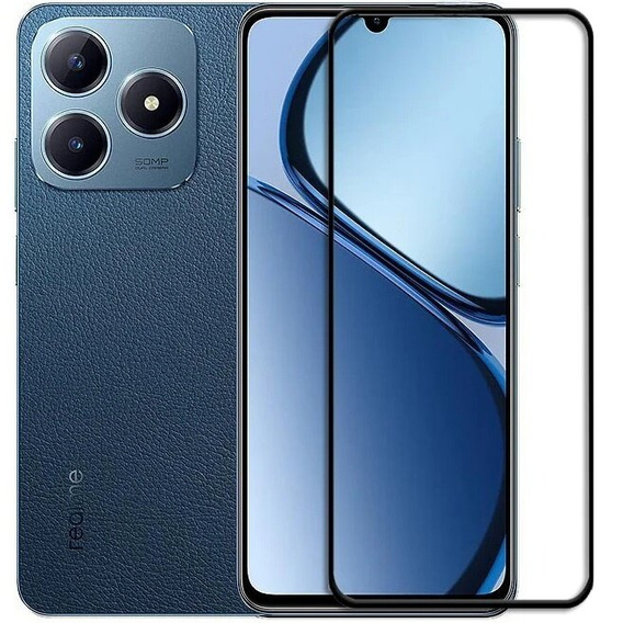 3D edzett üveg Realme C61 készülékhez, fekete keret