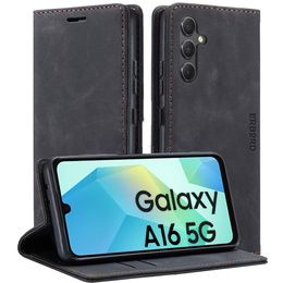 Telefontok a Samsung Galaxy A16, ERBORD Vintage, pénztárca patenttal, fekete