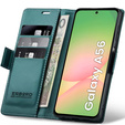 Tok Samsung Galaxy A56, ERBORD Glossy Litchi, pénztárca patenttal, zöld