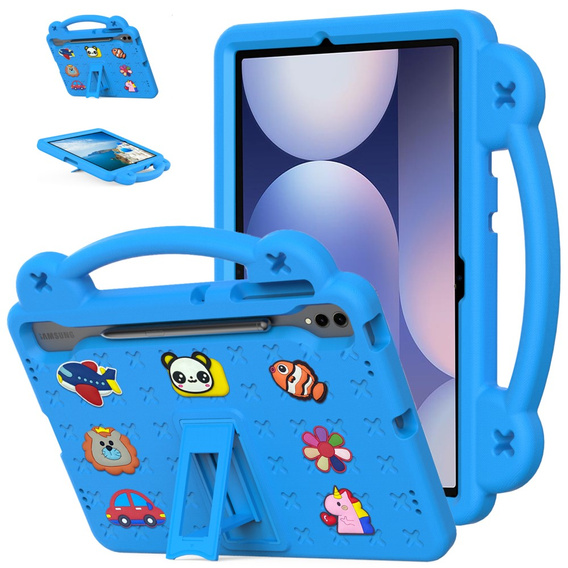 Gyermek tok Samsung Galaxy Tab S10+ Plus, Cute Patterns, állvánnyal, kék