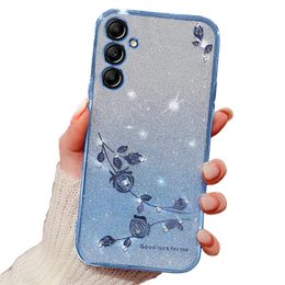 Tok Samsung Galaxy A35 5G, Glitter Flower, kék