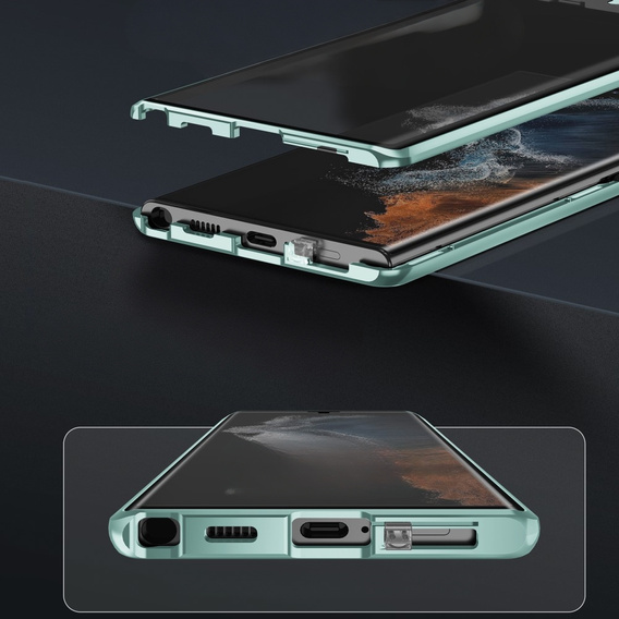 Magnetic Dual Glass MagSafe tok Samsung Galaxy S24 Ultra, zöld