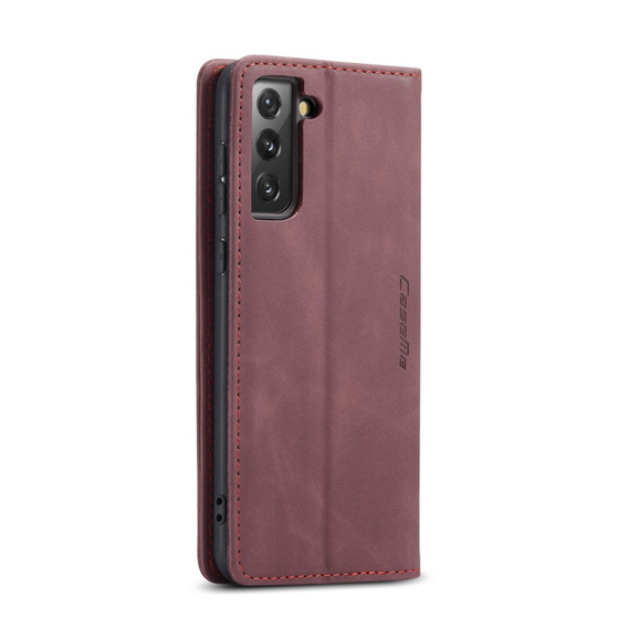 CASEME tok Samsung Galaxy S21 FE, Leather Wallet Case, piros