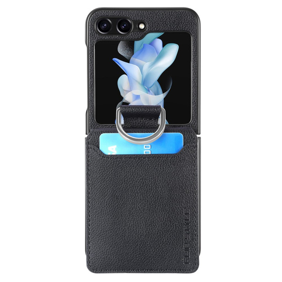 Tok Samsung Galaxy Z Flip7 FE / Z Flip6, Card Slot Ring Case, fekete