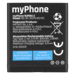 Akkumulátor myPhone Rumba 2 mobiltelefonhoz 800 mAh