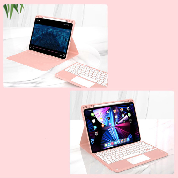 Tok + billentyűzet iPad Air 10.9 4 2020 / 5 2022, Touchpad, rózsaszín rose gold