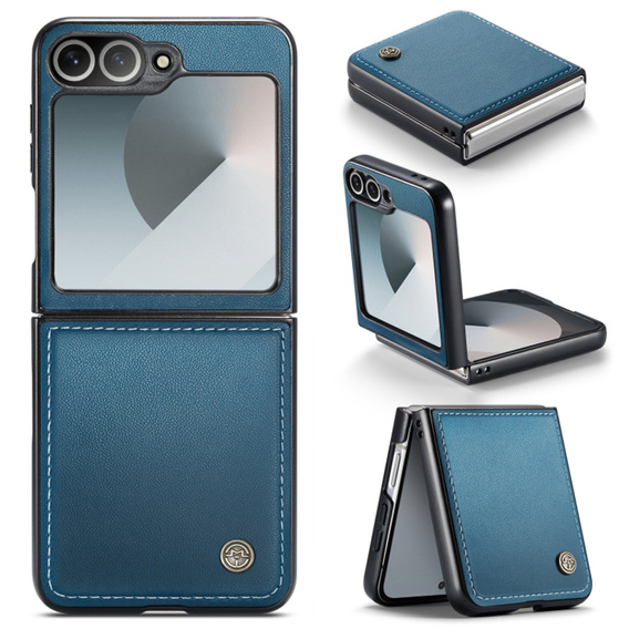 Tojás Samsung Galaxy Z Flip7 FE / Z Flip6, CASEME Litchi Leather, kék
