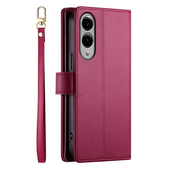 Pattintható tok a Samsung Galaxy S25 Edge, Wallet Zipper Pocket, piros