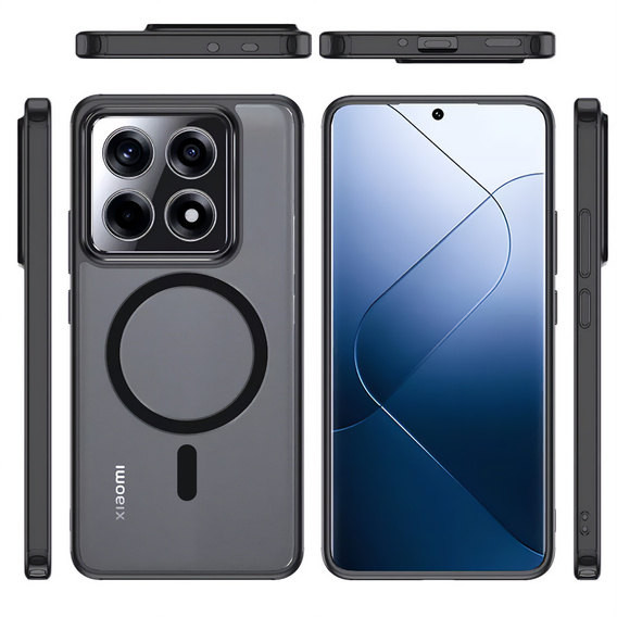 Tok Xiaomi 14T Pro-hoz, MagSafe, ERBORD Matt Case, fekete + képernyőüveg