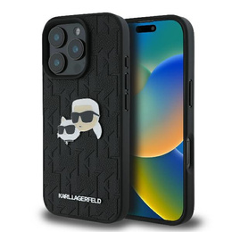 Karl Lagerfeld kemény tok Monogram Karl & Choupette fejcsapos tok iPhone 16 Pro-hoz