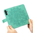 Pattintható tok a Samsung Galaxy A14 4G/5G, Mandala Flower, zöld