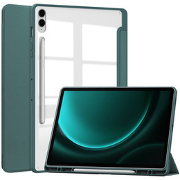 Tok Samsung Galaxy Tab S9 FE+ Plus, Smartcase Hybrid, tolltartó résszel, zöld