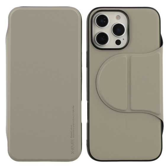 X-LEVEL tok iPhone 16 Pro Max készülékhez, Magnetic Card Holder, szürke