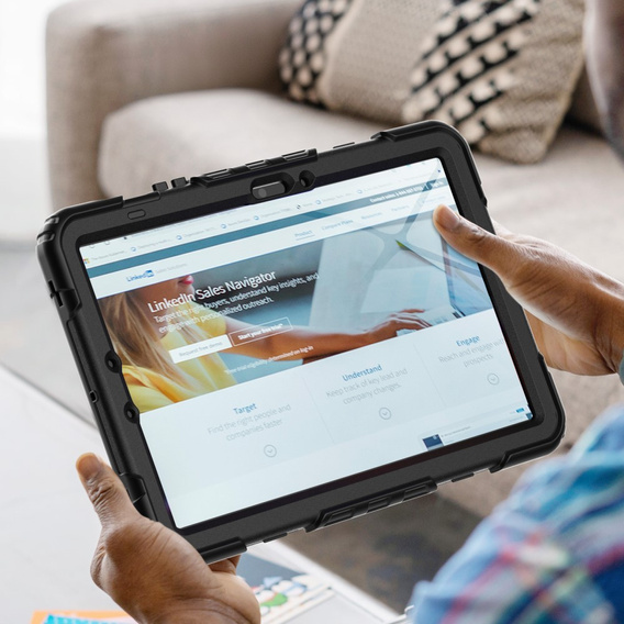 Páncélozott tok Samsung Galaxy Tab S10 Lite / S10 FE / S9 FE iPad Pro 12.9 1, védő 360, hely a tollnak, fekete