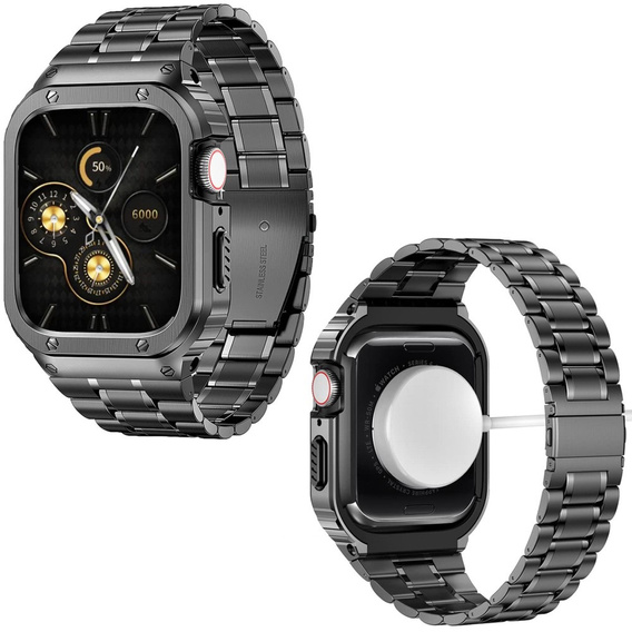 Acél karkötő tokkal Apple Watch 7/8/9 45MM, szürke