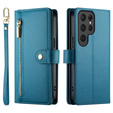 Pattintható tok a Samsung Galaxy S25 Ultra, Wallet Zipper Pocket, kék