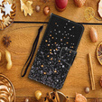 Pattintható tok a Xiaomi Redmi 13C / Poco C65, Wallet, Stars, fekete