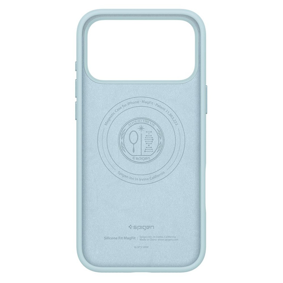 Spigen tok iPhone 17 Pro készülékhez, szilikon illeszkedő MagSafe, néma kék
