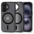 Tok iPhone 16-hoz, MagSafe, ERBORD Matt Case, átlátszó / fekete + képernyőüveg