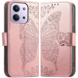 Pattintható tok a Xiaomi Redmi 15C 4G/LTE, Butterfly, rózsaszín rose gold